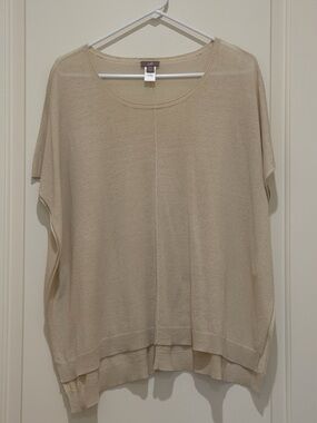 J. Jill cream Linen-Blend Scoop Neck Top, size M/L Petite